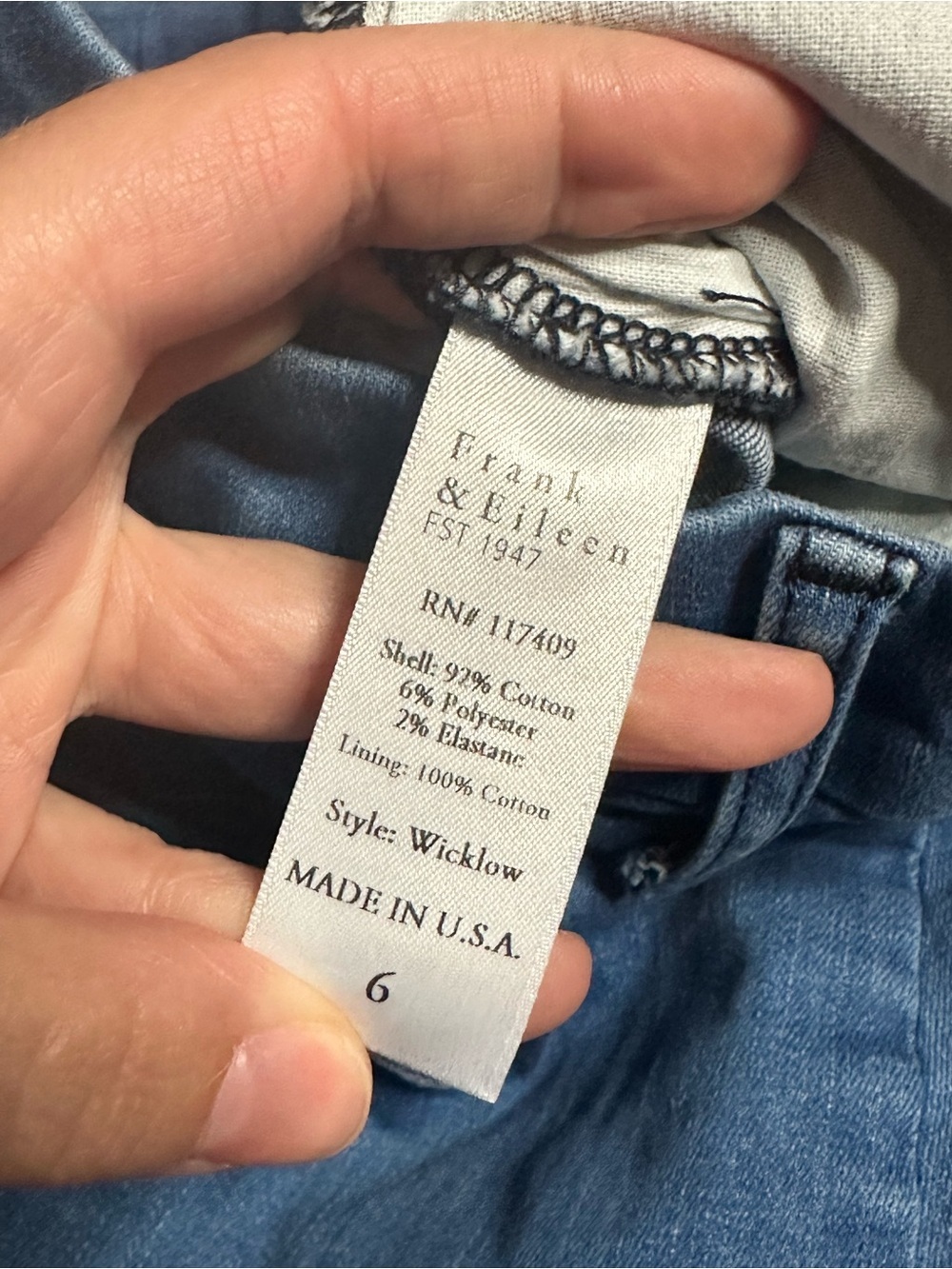Frank & Eileen Wicklow Italian denim crop chinos 6 - Picture 7 of 7